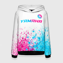 Толстовка-худи женская Yamaha neon gradient style: символ сверху, цвет: 3D-черный