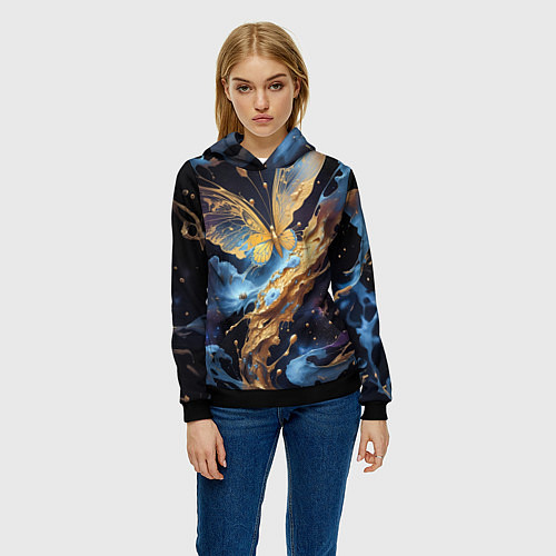 Женская толстовка Бабочка краски узор / 3D-Черный – фото 3