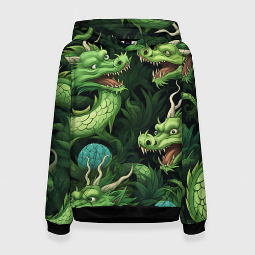 Женская толстовка Восточные драконы: арт нейросети / 3D-Черный – фото 1