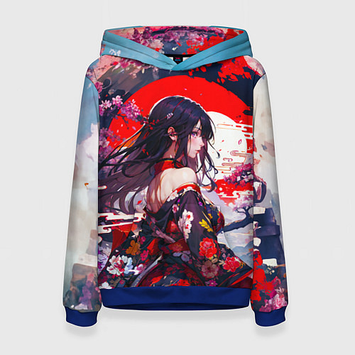 Женская толстовка Японская девушка от нейросети / 3D-Синий – фото 1