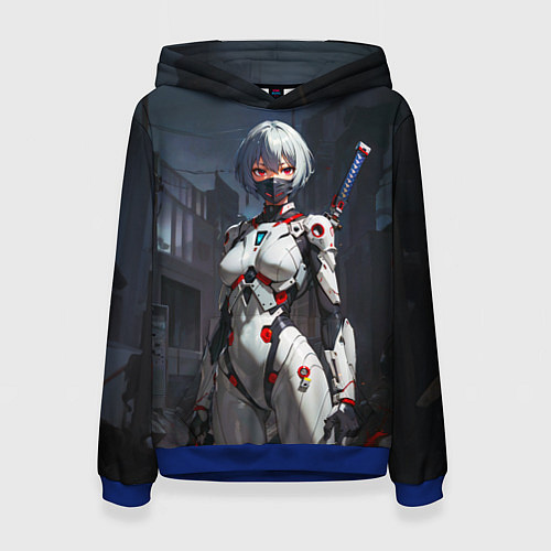 Женская толстовка Аянами Рей с мечом - Евангелион / 3D-Синий – фото 1