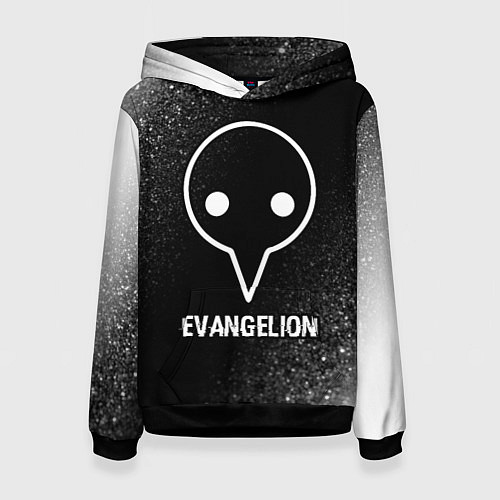 Женская толстовка Evangelion glitch на темном фоне / 3D-Черный – фото 1