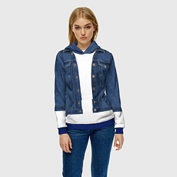Толстовка-худи женская Джинсовая куртка, цвет: 3D-синий — фото 2