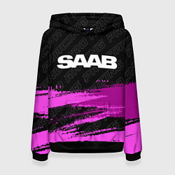 Толстовка-худи женская Saab pro racing: символ сверху, цвет: 3D-черный