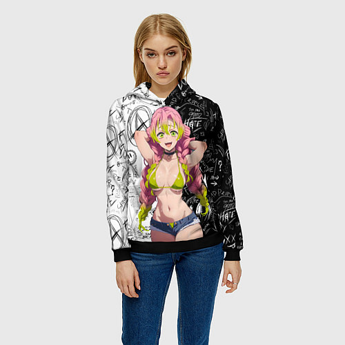 Женская толстовка Мицури Канроджи - Demon slayer / 3D-Черный – фото 3