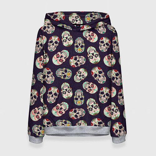 Женская толстовка Узор с черепами Pattern with skulls / 3D-Меланж – фото 1