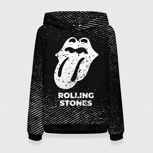 Женская толстовка Rolling Stones с потертостями на темном фоне / 3D-Черный – фото 1