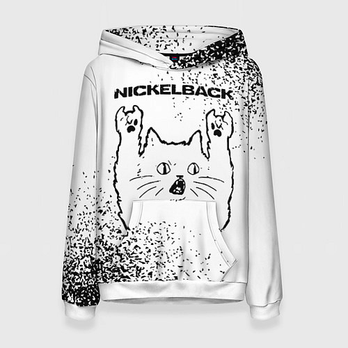 Женская толстовка Nickelback рок кот на светлом фоне / 3D-Белый – фото 1