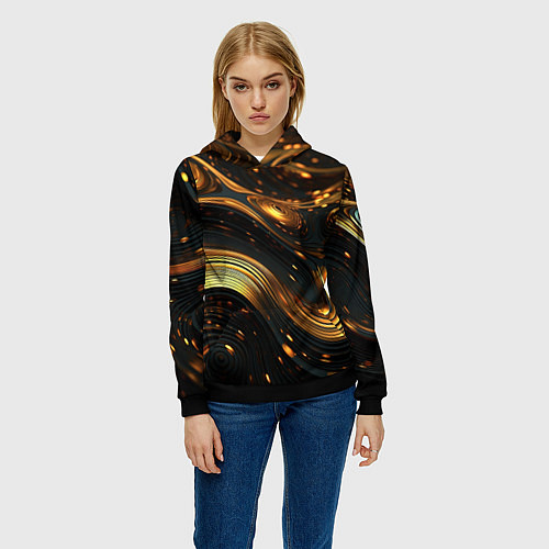 Женская толстовка Жидкое золото / 3D-Черный – фото 3