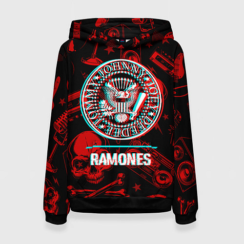 Женская толстовка Ramones rock glitch / 3D-Черный – фото 1