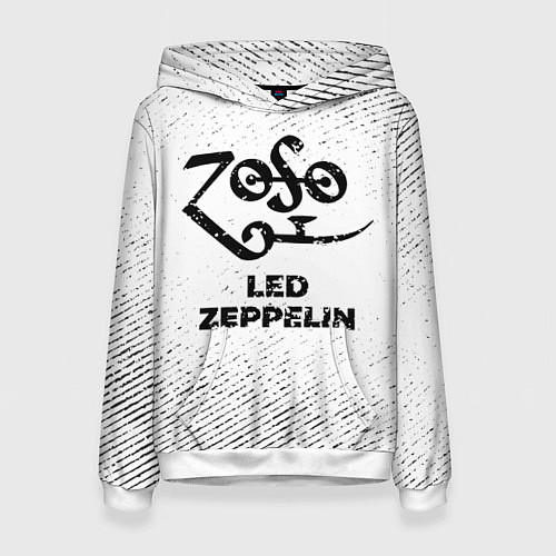 Женская толстовка Led Zeppelin с потертостями на светлом фоне / 3D-Белый – фото 1