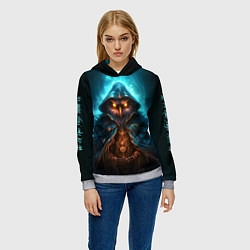 Толстовка-худи женская Сова в колдовской мантии, цвет: 3D-меланж — фото 2