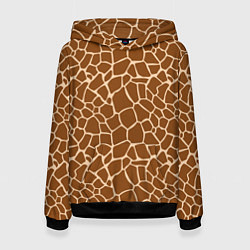 Толстовка-худи женская Пятнистая шкура жирафа, цвет: 3D-черный
