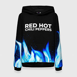 Толстовка-худи женская Red Hot Chili Peppers blue fire, цвет: 3D-черный
