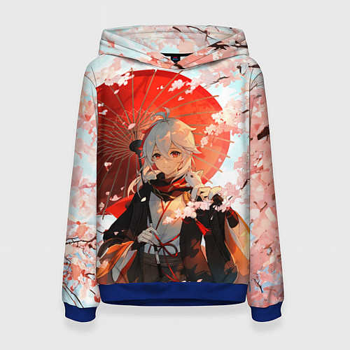 Женская толстовка Казуха с зонтиком - Геншин Импакт / 3D-Синий – фото 1
