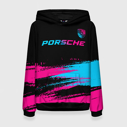 Женская толстовка Porsche - neon gradient: символ сверху / 3D-Черный – фото 1