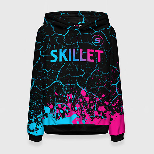 Женская толстовка Skillet - neon gradient: символ сверху / 3D-Черный – фото 1