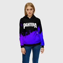 Толстовка-худи женская Pantera purple grunge, цвет: 3D-черный — фото 2