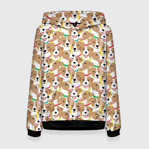 Женская толстовка Джек рассел терьер в разноцветных ошейниках / 3D-Черный – фото 1