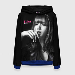 Толстовка-худи женская Blackpink Lisa in leather jacket, цвет: 3D-синий