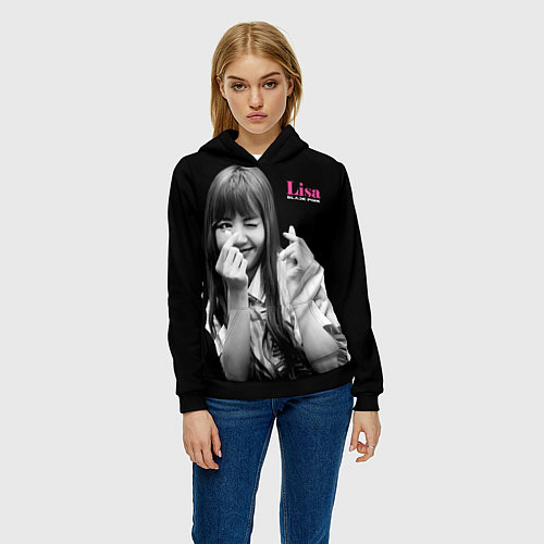 Женская толстовка Blackpink Lisa Sign of love / 3D-Черный – фото 3