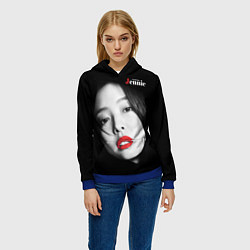 Толстовка-худи женская Blackpink Jennie Red lips, цвет: 3D-синий — фото 2