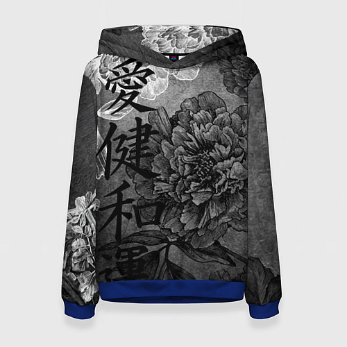 Женская толстовка Flowers - japanese art / 3D-Синий – фото 1
