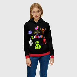 Толстовка-худи женская Детский сад Банбана персонажи, цвет: 3D-красный — фото 2