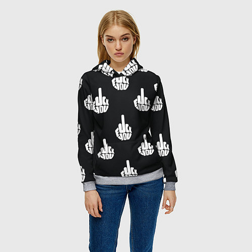 Женская толстовка С факами на английском - паттерн / 3D-Меланж – фото 3