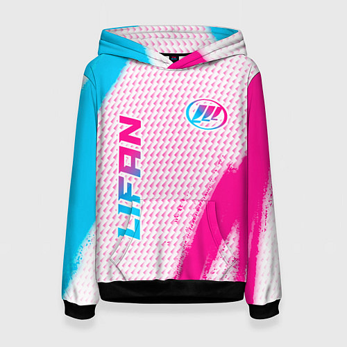 Женская толстовка Lifan neon gradient style: надпись, символ / 3D-Черный – фото 1