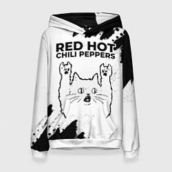 Женская толстовка Red Hot Chili Peppers рок кот на светлом фоне