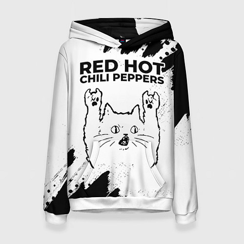 Женская толстовка Red Hot Chili Peppers рок кот на светлом фоне / 3D-Белый – фото 1