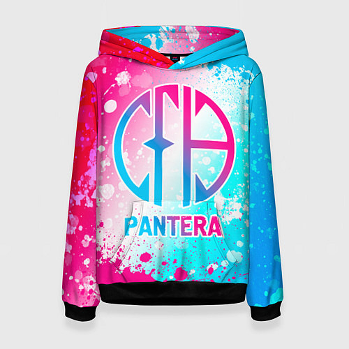 Женская толстовка Pantera neon gradient style / 3D-Черный – фото 1