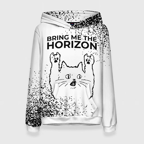 Женская толстовка Bring Me the Horizon рок кот на светлом фоне / 3D-Белый – фото 1