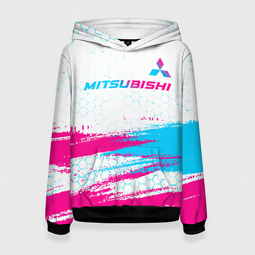 Женская толстовка Mitsubishi neon gradient style: символ сверху / 3D-Черный – фото 1