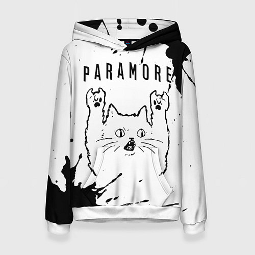 Женская толстовка Paramore рок кот на светлом фоне / 3D-Белый – фото 1