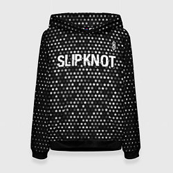 Толстовка-худи женская Slipknot glitch на темном фоне: символ сверху, цвет: 3D-черный