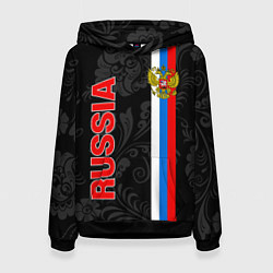 Толстовка-худи женская Russia black style, цвет: 3D-черный