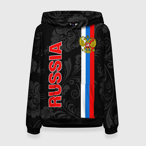 Женская толстовка Russia black style / 3D-Черный – фото 1