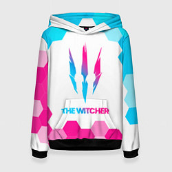 Толстовка-худи женская The Witcher neon gradient style, цвет: 3D-черный