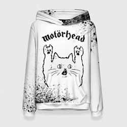 Женская толстовка Motorhead рок кот на светлом фоне
