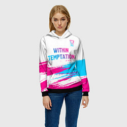 Толстовка-худи женская Within Temptation neon gradient style: символ свер, цвет: 3D-черный — фото 2