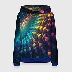 Толстовка-худи женская Радужные блики нейроарт, цвет: 3D-синий
