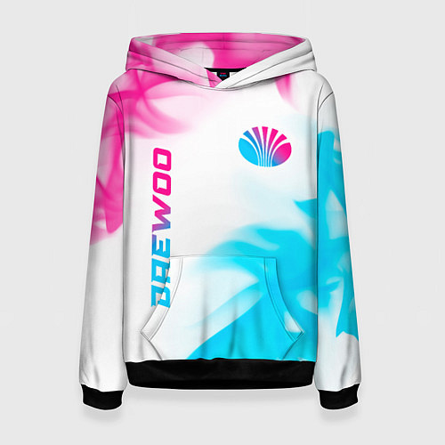 Женская толстовка Daewoo neon gradient style: надпись, символ / 3D-Черный – фото 1