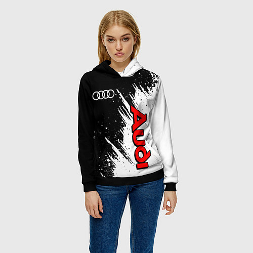 Женская толстовка Ауди - белые потертости / 3D-Черный – фото 3
