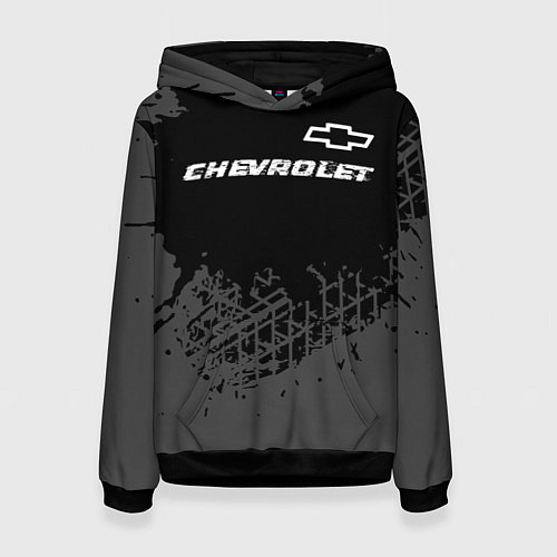 Женская толстовка Chevrolet speed на темном фоне со следами шин: сим / 3D-Черный – фото 1