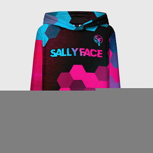 Женская толстовка Sally Face - neon gradient: символ сверху / 3D-Черный – фото 1