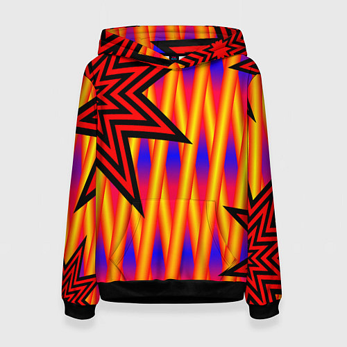 Женская толстовка Ассиметричный с многолучевыми звездами / 3D-Черный – фото 1