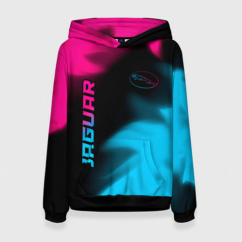 Женская толстовка Jaguar - neon gradient: надпись, символ / 3D-Черный – фото 1