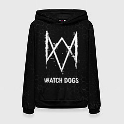 Толстовка-худи женская Watch Dogs glitch на темном фоне, цвет: 3D-черный